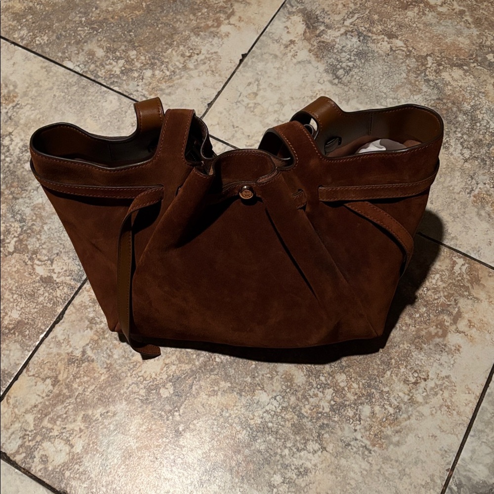 Tory Burch Elegant Brown Suede Tote Bag